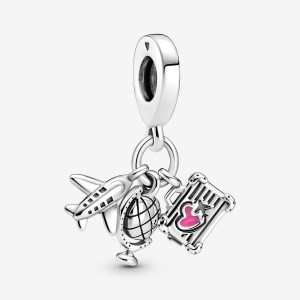 Pandora Airplane, Globe & Suitcase Dangle Charm Silber | 986BHNPQU