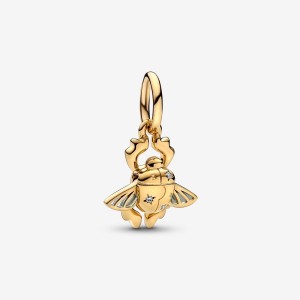 Pandora Aladdin Scarab Beetle Dangle Charm Gold | 187QCTWDV