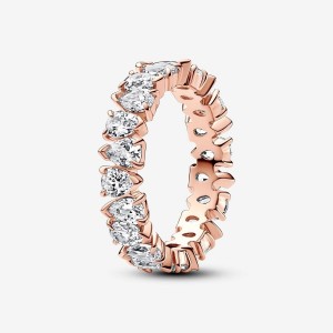 Pandora Alternating Sparkling Band Ring Rosa Gold | 013FEYJDS