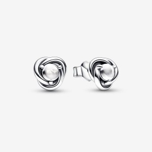 Pandora April Birthstone Eternity Circle Stud Earrings Silber | 348XYJGMO