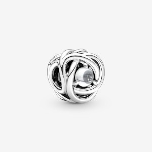 Pandora April Clear Eternity Circle Charm Silber | 972WNMJKC