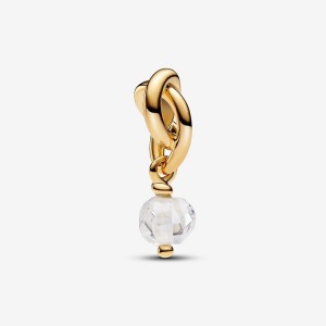 Pandora April Clear Eternity Circle Dangle Charm Gold | 628YDRAMG
