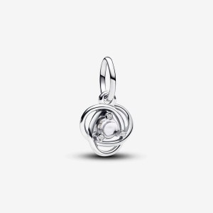 Pandora April Clear Eternity Circle Dangle Charm Silber | 427VOGUWC