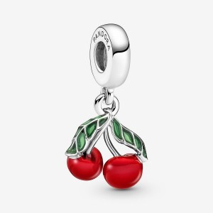 Pandora Asymmetrical Cherry Fruit Dangle Charm Silber | 049NTMUBZ