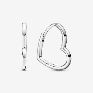 Pandora Asymmetrical Heart Hoop Earrings Silber | 913RBYAHL
