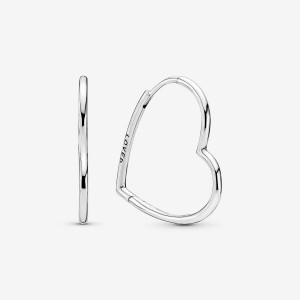 Pandora Asymmetrical Heart Hoop Earrings Silber | 013XFJALZ