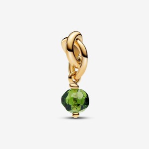 Pandora August Spring Green Eternity Circle Dangle Charm Gold | 012UADTIG