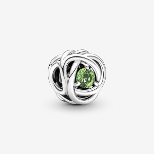 Pandora August Spring Green Eternity Circle Charm Silber | 936LPVJUB