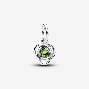 Pandora August Spring Green Eternity Circle Dangle Charm Silber | 386QCPMYO