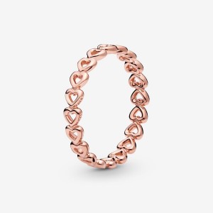 Pandora Band of Hearts Ring Rosa Gold | 673UQGTAO