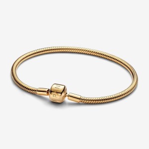 Pandora Barrel Clasp Snake Chain Bracelet Gold | 164GCMJAP