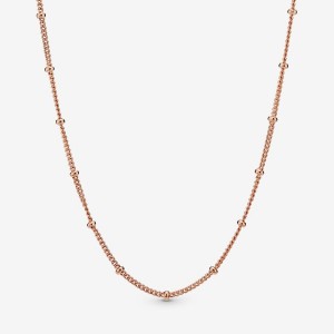 Pandora Beaded Chain Necklace Rosa Gold | 326CVHELS
