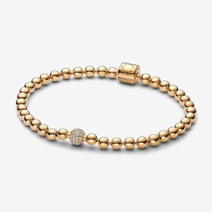 Pandora Beads & Pave Bracelet Gold | 932CYWQNV
