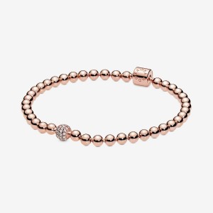 Pandora Beads & Pave Bracelet Rosa Gold | 615VZHQIF