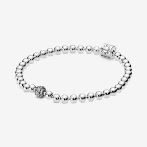 Pandora Beads & Pave Bracelet Silber | 657SKCYDZ
