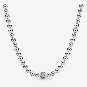 Pandora Beads & Pave Necklace Silber | 340FEWUHB