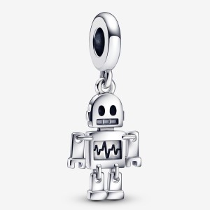 Pandora Bestie Bot Robot Dangle Charm Silber | 062MBKLWF