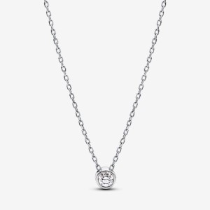 Pandora Bezel Pendant Necklace 0.15 carat tw Sterling Silver Silber | 519VBZFHY