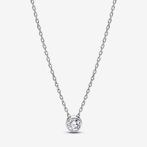 Pandora Bezel Pendant Necklace 0.25 carat tw Sterling Silver Silber | 901RZGBSH