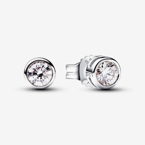 Pandora Bezel Stud Earrings 0.30 carat tw Sterling Silver Silber | 930FZQDML