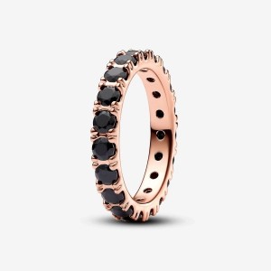 Pandora Black Sparkling Row Eternity Ring Rosa Gold | 734GVTIXZ