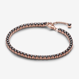 Pandora Black Sparkling Tennis Bracelet Rosa Gold | 620BUZKVH