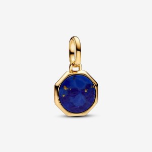 Pandora Blue Engravable Mini Medallion Charm Gold | 548VINXEK