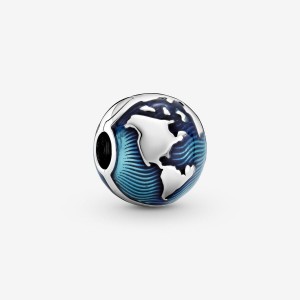 Pandora Blue Globe Clip Charm Silber | 396KCGUQV