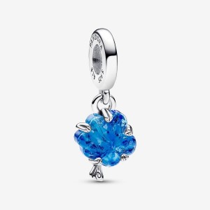 Pandora Blue Murano Glass Family Tree Dangle Charm Silber | 173WULSXZ