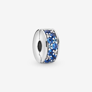 Pandora Blue Pave Clip Charm Silber | 947ZHAQYU