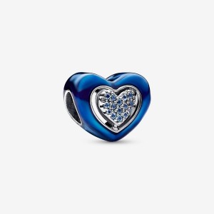 Pandora Blue Spinnable Heart Charm Silber | 840QZJCLH