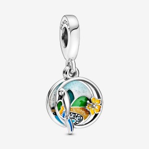 Pandora Brazil Beach & Parrot Dangle Charm Silber | 507UTOBJK