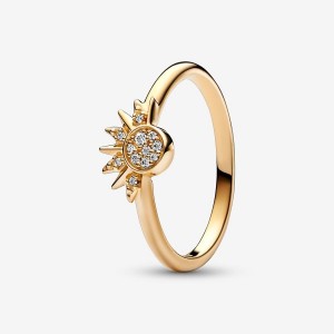 Pandora Celestial Sparkling Sun Ring Gold | 932MKVIDL