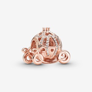 Pandora Cinderella Sparkling Carriage Charm Rosa Gold | 439IYULDN