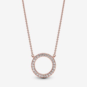 Pandora Circle of Sparkle Necklace Rosa Gold | 257BLGXRV