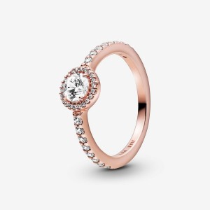 Pandora Classic Sparkle Halo Ring Rosa Gold | 568JNAWKM