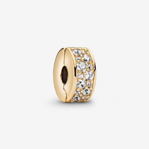 Pandora Clear Pave Clip Charm Gold | 356DBPIQU