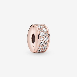 Pandora Clear Pave Clip Charm Rosa Gold | 720BTXJPD