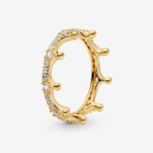 Pandora Clear Sparkling Crown Ring Gold | 028XWDLQJ