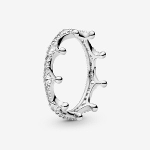Pandora Clear Sparkling Crown Ring Silber | 841JRCMVY