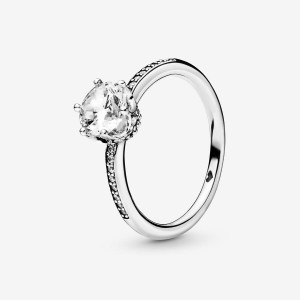 Pandora Clear Sparkling Crown Solitaire Ring Silber | 628FXMPSZ