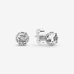 Pandora Clear Sparkling Crown Stud Earrings Silber | 407DUYTHX