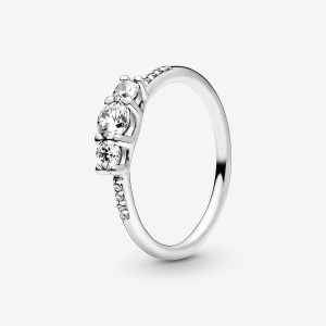 Pandora Clear Three-Stone Ring Silber | 054WHIOKM
