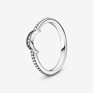 Pandora Crescent Moon Beaded Ring Silber | 854PXRTJO