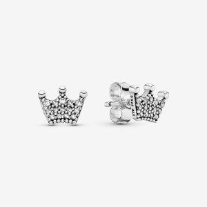 Pandora Crown Stud Earrings Silber | 317VRYPOB