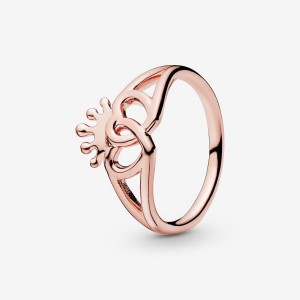 Pandora Crown & Interwined Hearts Ring Rosa Gold | 781TJYGPQ
