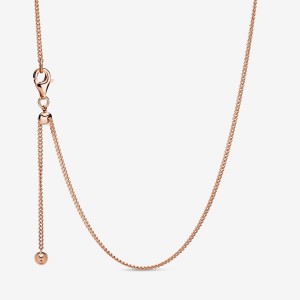 Pandora Curb Chain Necklace Rosa Gold | 935YMZIDQ