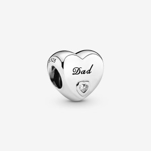 Pandora Dad Heart Charm Silber | 018HMEYIU