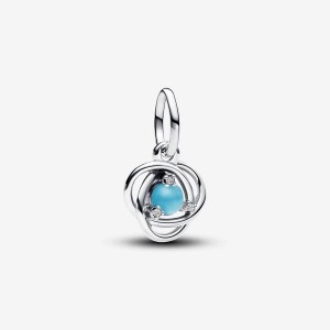 Pandora December Turqoise Blue Eternity Circle Dangle Charm Silber | 809ICASVZ