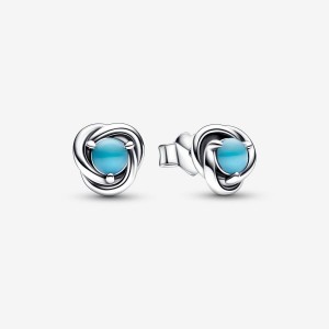 Pandora December Turquoise Blue Eternity Circle Stud Earrings Silber | 216OWIXJD